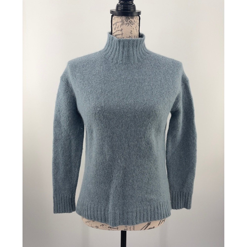 B39 Jenni Kayne Sweater Womens S Blue Alpaca Wool Blend Mock Neck Pullover Cozy